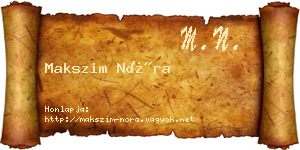 Makszim Nóra névjegykártya